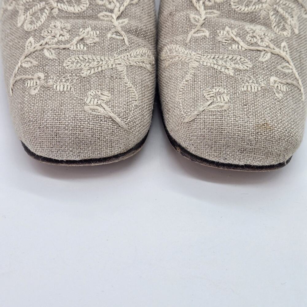 Talbots Loafers Comfort Square Toe Slip On Linen Embr Fabric Sz 7.5N Boho Cottag - Picture 10 of 10